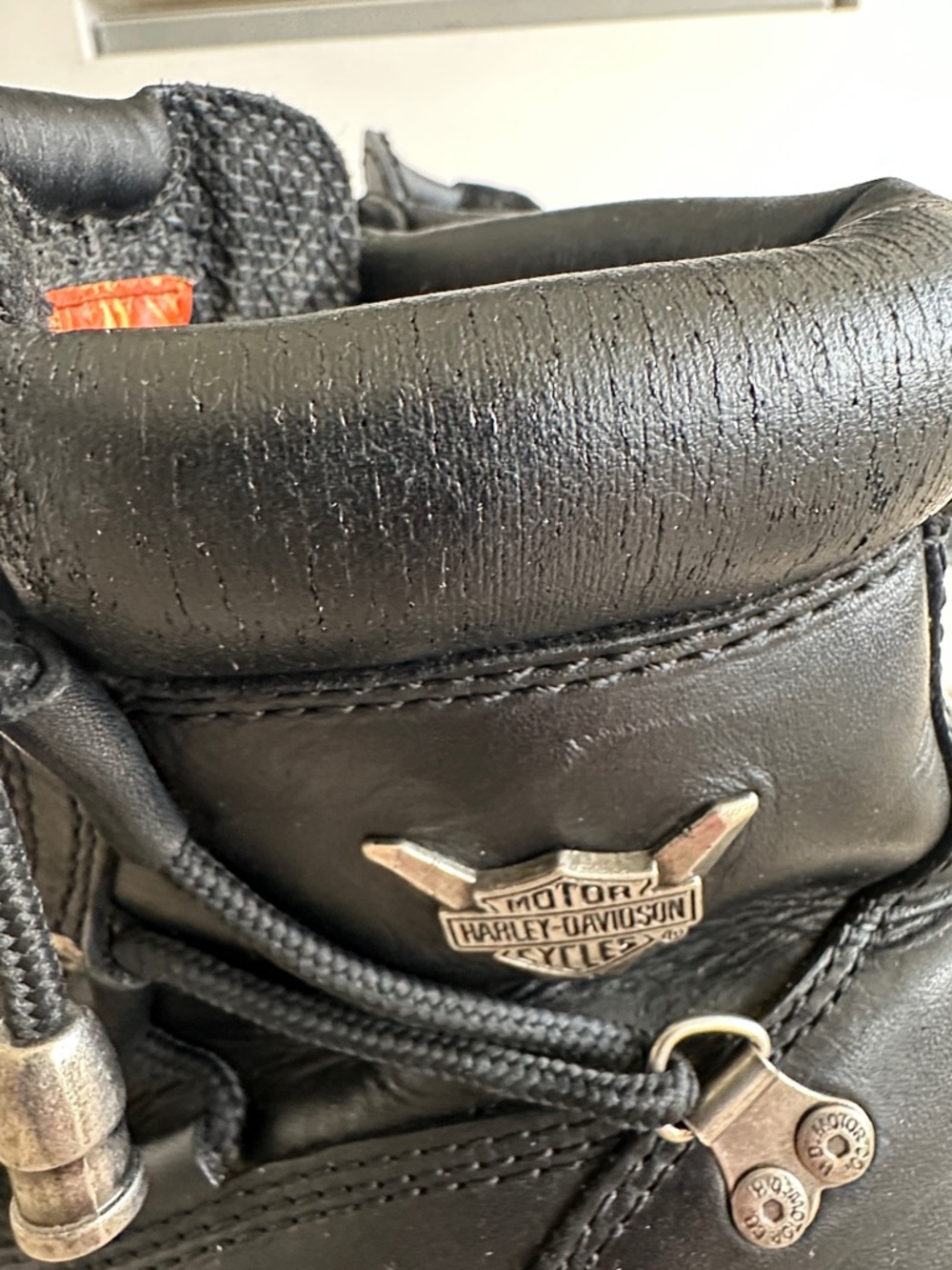 Harley-Davidson Black Leather Biker Boots with Silver Hardware - Picture 8 of 16